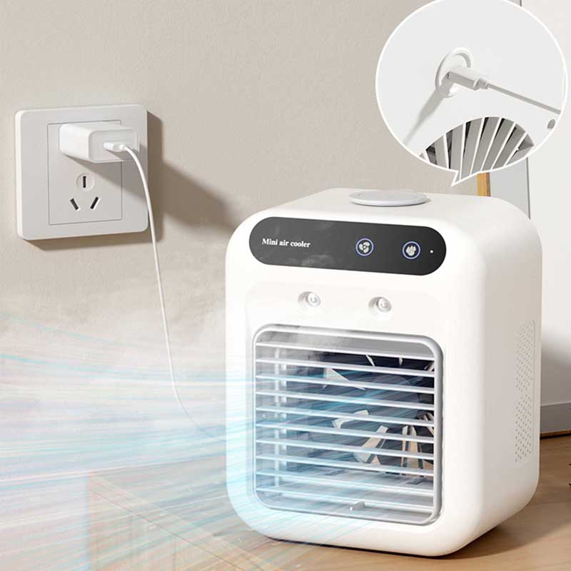 Genopladelig USB Air Cooler Fan 500ml med timer